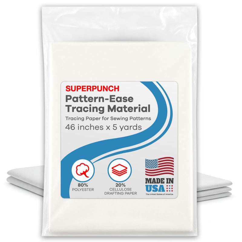 Superpunch Pattern-Ease Tracing Material, Tracing Paper for Sewing Patterns - 46 Inches X 5 Yard, HTC3100-1 Pattern Drafting Paper for Embroidery, Nonwoven Light Interfacing Stabilizer - Made in USA - Image 1
